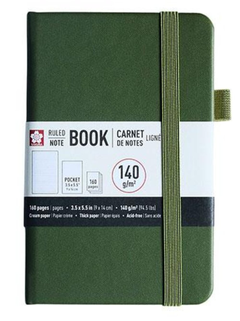 Sakura Pocket Notebook Ruled 160 Pages Pine Needle 3.5"X5.5" School Office